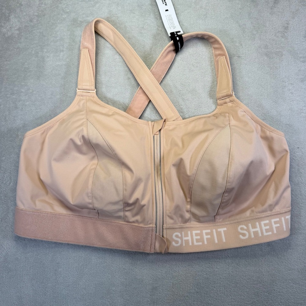 SHEFIT Ultimate Sports Bra High Impact Front Zip Nude Sand Size 6Luxe 110002